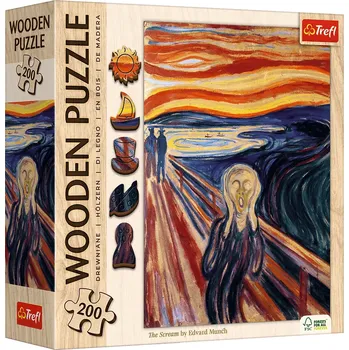 Puzzle Dřevěné oboustranné puzzle TREFL – EDVARD MUNCH: Výkřik, 200 dílků