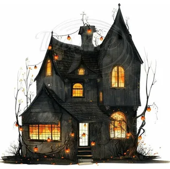 Textilní nažehlovací páska Dante Nažehlovačka Dům strašidelný - 10 x 12 cm