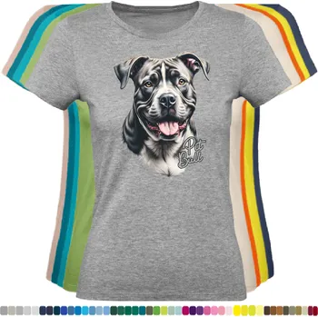 Dámské tričko damske-levne-bavlnene-tricko-digitalni-potisk-pes-pitbull Barva: Grey melange - šedá směs, velikost: XXL