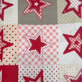 Rumitex Bavlněná látka, cena za 1 metr, šíře 160 cm, ČERVENOBÍLÉ HVĚZDY