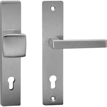 Dveřní kování COBRA spol. s r.o. Kování bezpečnostní štítové EVA elox klika/madlo, štít hranatý cylindrický bez překrytky Rozteč: 90 mm