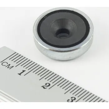 Dekorativní magnet Magnet v pouzdře s dírou pro skrutku 20x6 mm - feritový