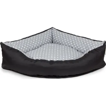 Pelíšek pro psa Iridog Pelech pro psa CORNER 2V1 no.2 černý s šedým puntíkem 25 x 80 x 80 cm