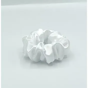 Saténová Scrunchie gumička bílá L