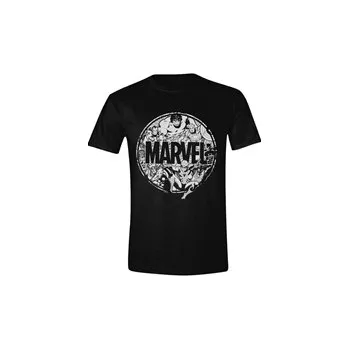 Pánské tričko Pánské tričko Marvel: Character Circle (L) černá bavlna