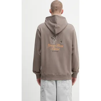 Pánské oblečení Bavlněná mikina Drôle de Monsieur Le Hoodie Grand HUtel H.HO184.CO127 hnědá 98X, vel. M