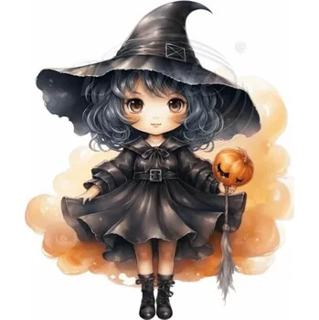 Textilní nažehlovací páska Dante Nažehlovačka Malá čarodějka halloween - 17 x 20 cm