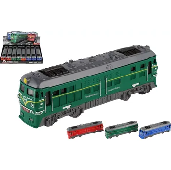 autíčko plastová lokomotiva 18 cm na setrvačník, 3 barvy