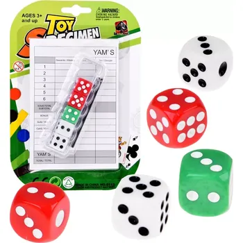 Příslušenství k deskovým hrám Sada kostek na hru Yams s blokem a pouzdrem