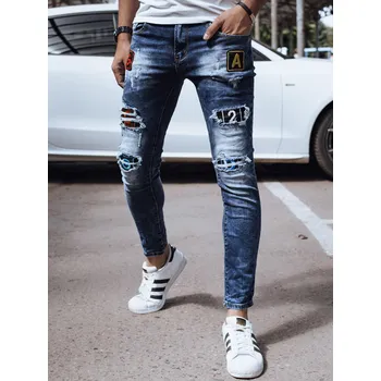 Pánské džíny Pánské modré skinny fit džíny s dírami DStreet černá 2795200
