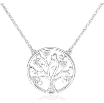 Náhrdelník Argento 91438 Stříbrný náhrdelník - strom života, čiré kulaté zirkony, délka 42 až 46 cm
