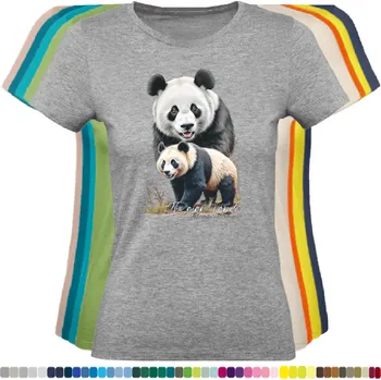 Dámské tričko damske-levne-bavlnene-tricko-digitalni-potisk-pandy-velke Barva: Grey melange - šedá směs, velikost: L