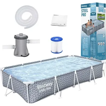 Bazén Bestway Steel Pro obdélníkový rámový bazén 366 × 201 × 66 cm se setem 7 v 1