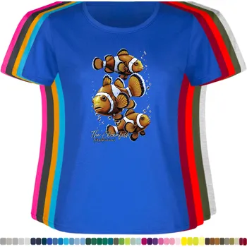 Dámské tričko damske-levne-bavlnene-tricko-digitalni-potisk-rybicky-klauni Barva: Royal blue - královsky modrá, velikost: XXL