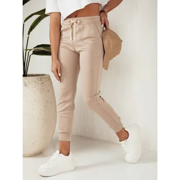 Dámské kalhoty Dámské kalhoty teplákové MILA Barva béžová DSTREET DStreet hnědá | krémová 2660447