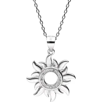 Náhrdelník Argento 92018 Stříbrný náhrdelník - slunce, čiré kulaté zirkony, délka 43 až 46 cm