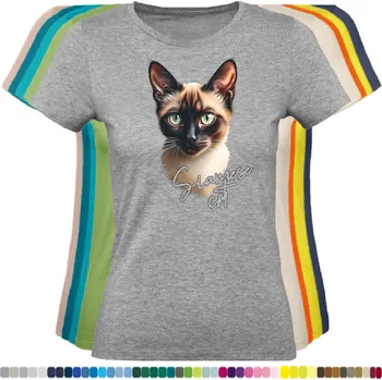 Dámské tričko damske-levne-bavlnene-tricko-digitalni-potisk-siamska-kocka Barva: Grey melange - šedá směs, velikost: L