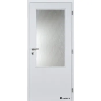 Interiérové dveře DOORNITE Dveře falcové lakované, bílá BASIC, 2/3, sklo kůra čirá, dozický zámek Šířka: 90, Orientace: pravá, Výplň: voština