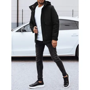 Pánská černá přechodná bunda s kapucí DStreet černá 3054691