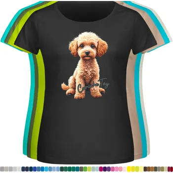 Dámské tričko damske-levne-bavlnene-tricko-digitalni-potisk-pes-pudl Barva: Black -černá, velikost: XL