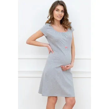 Těhotenská móda Těhotenská a kojicí noční košile Dagna šedá S