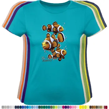 Dámské tričko damske-levne-bavlnene-tricko-digitalni-potisk-rybicky-klauni Barva: Emerald - Smaragdové, velikost: XL