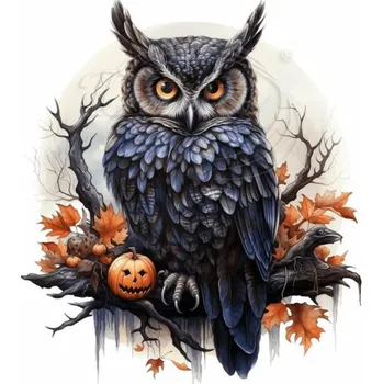 Textilní nažehlovací páska Dante Nažehlovačka Sova Halloween - 10 x 12 cm