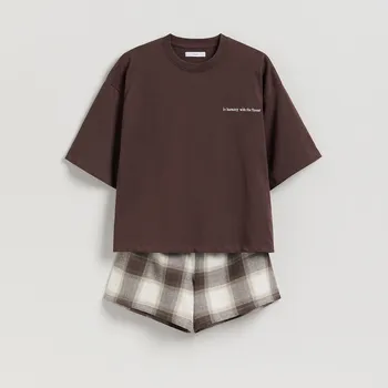 Dámský kabát Reserved - Dvoudílné pyžamo - hnědá - 072EY-88X - 072EY-88X-L