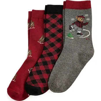 Pánské ponožky Dětské ponožky Polo Ralph Lauren 3-pack 447P03265001 burgundské 93X, vel. 28/31