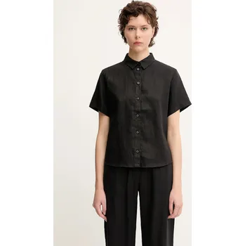 Pánská košile Lněná košile Samsoe Samsoe MINA F23900009 černá 99X, vel. M