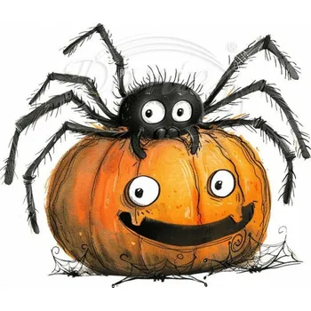 Textilní nažehlovací páska Dante Nažehlovačka Pavouček a dýně - 12 x 9 cm