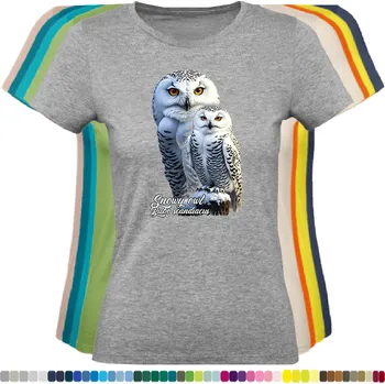 Dámské tričko damske-levne-bavlnene-tricko-digitalni-potisk-sovice-snezni Barva: Grey melange - šedá směs, velikost: XXL