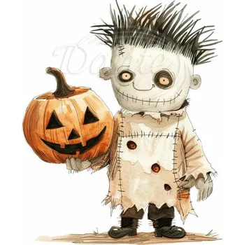 Textilní nažehlovací páska Dante Nažehlovačka Frankenstein a dýně - 10 x 12 cm