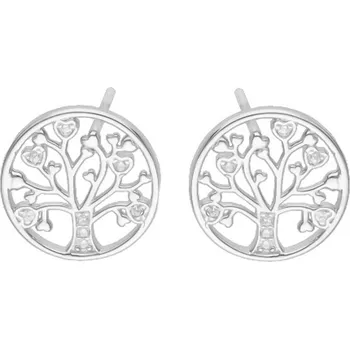 Náušnice Argento 66414 Stříbrné náušnice - strom života, čiré kulaté zirkony, délka 43 až 46 cm