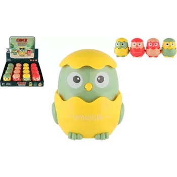 Figurka Teddies Kuřátko Zmáčkni a jeď plast 7 x 8 cm na setrvačník 4 barvy 16 ks v boxu