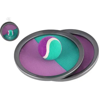 Teddies Lambáda/Catch ball hra s míčkem na suchý zip 19 cm zeleno-fialová v síťce