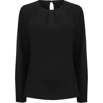 Dámské tričko Henbury Dámské elegantní triko s plisováním H598 Black L