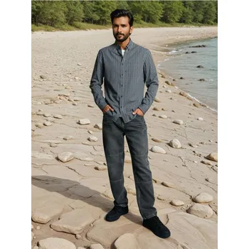 Pánská košile Sinsay - Bavlněná kostkovaná košile - šedá - 109EV-09X - 109EV-09X-M