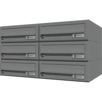 Poštovní schránka JU poštovní schránka 6dílná, 600 x 330 x 380 mm, ocel hliníkově šedá RAL 9007