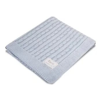 Kojenecký body EWA 927927 Kocyk bambus jasny niebieski warkocz+pudełko