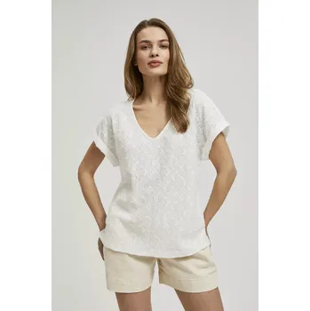 Dámská tričko MOODO - ecru bílá Marisse bílá | šedá | hnědá | krémová | vícebarevná 2714501