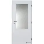 DOORNITE Dveře falcové lakované, bílá BASIC, 2/3, sklo kůra čirá, dozický zámek Šířka: 90, Orientace: levá, Výplň: voština