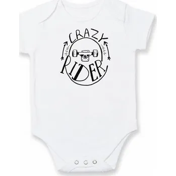 Crazy skateboard rider - Body kojenecké s krátkým rukávem - Krátký r. 3-6 měs ( Bílá )