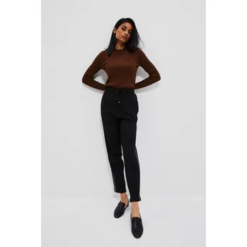 Dámské kalhoty Viskózové kalhoty s pruhy Moodo černá | hnědá 2000711