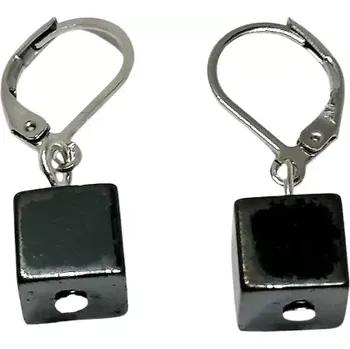 Náušnice Hematitové náušnice kostička 8 mm – hypoalergenní chirurgická ocel