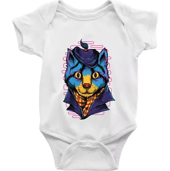 Kojenecký body Kocour sympaťák - Body kojenecké s krátkým rukávem - Krátký r. 3-6 měs ( Bílá )