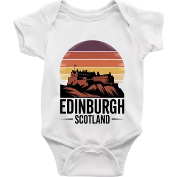 Scotland Edinburgh Castle - Body kojenecké s krátkým rukávem - Krátký r. 3-6 měs ( Bílá )