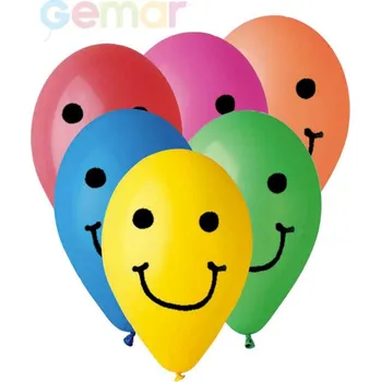Balónek GEMAR Balónek nafukovací 26cm Pastelový potisk SMILE různé barvy 1ks