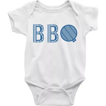 Kojenecký body BBQ nápis - Body kojenecké s krátkým rukávem - Krátký r. 3-6 měs ( Bílá )