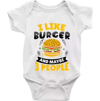 Kojenecký body I like burger and maybe 3 people - Body kojenecké s krátkým rukávem - Krátký r. 3-6 měs ( Bílá )